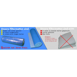 Luftfiltermatte G4 / ISO Coarse 60%, Stärke 15 mm blau - weiß